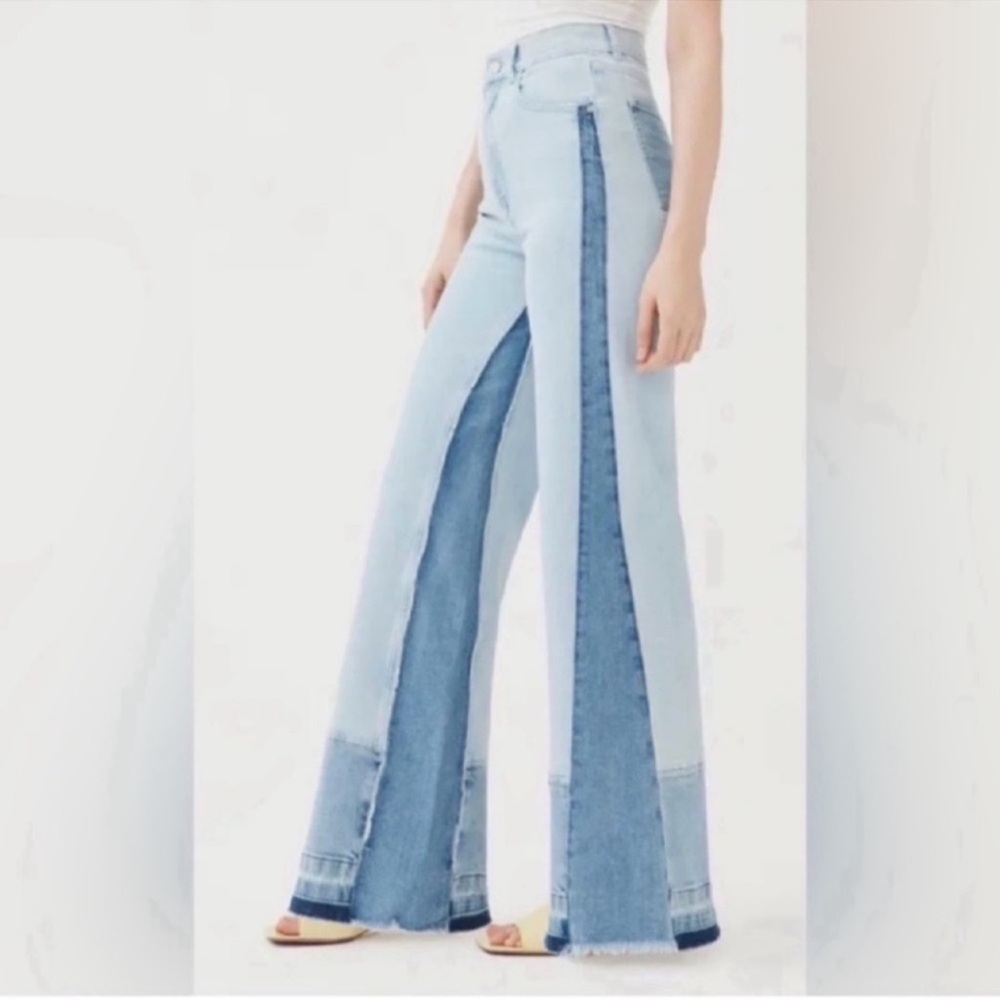 Anthropologie Patchwork Wide Leg Jeans s 31